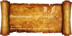 Mansberger Józsiás névjegykártya